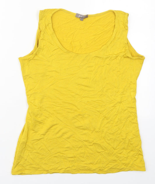 Forst Avenue Womens Yellow  Viscose Basic Tank Size 12 Round Neck
