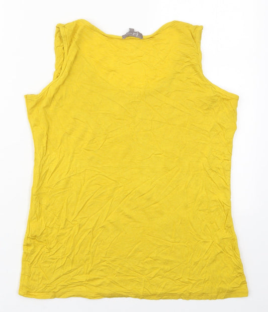 Forst Avenue Womens Yellow  Viscose Basic Tank Size 12 Round Neck