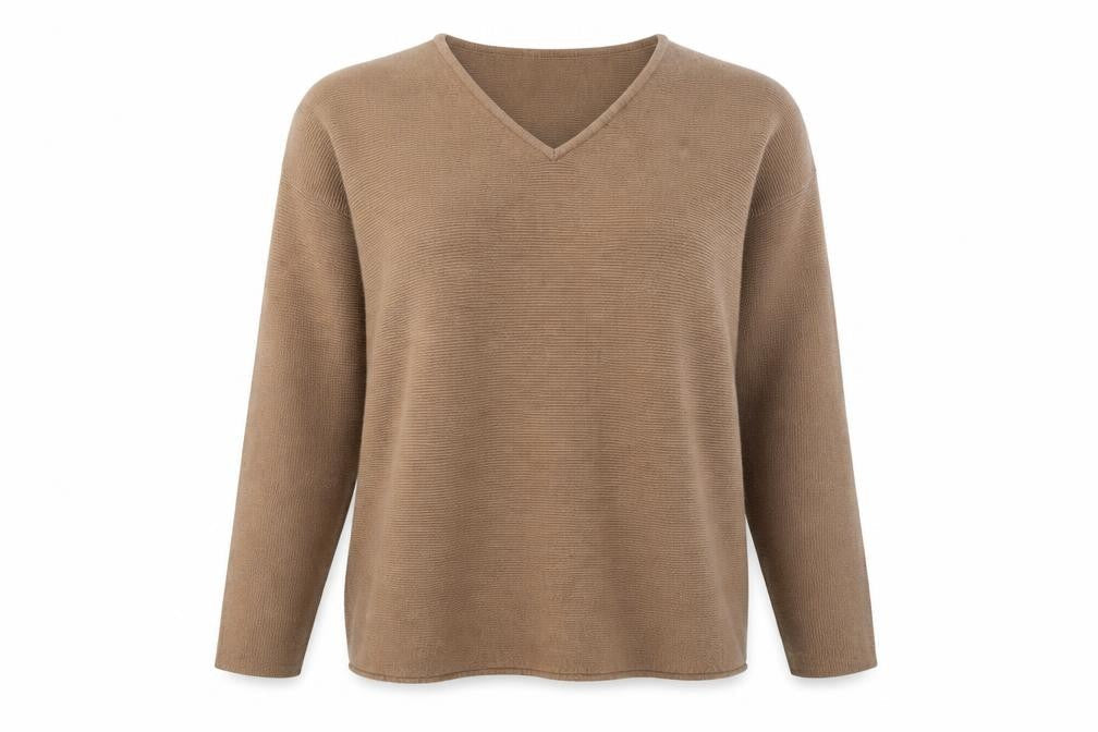 H&M Womens Brown V-Neck  Polyester Pullover Jumper Size S