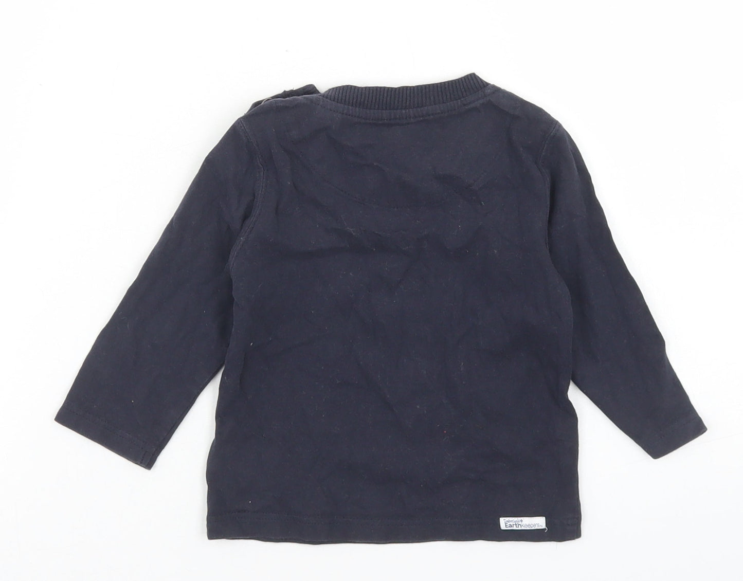 Timberland Boys Blue  Cotton Basic T-Shirt Size 12 Months Crew Neck Button