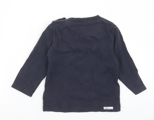 Timberland Boys Blue  Cotton Basic T-Shirt Size 12 Months Crew Neck Button