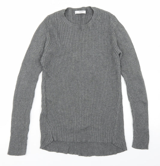 Mango Womens Grey Crew Neck  Polyester Pullover Jumper Size L