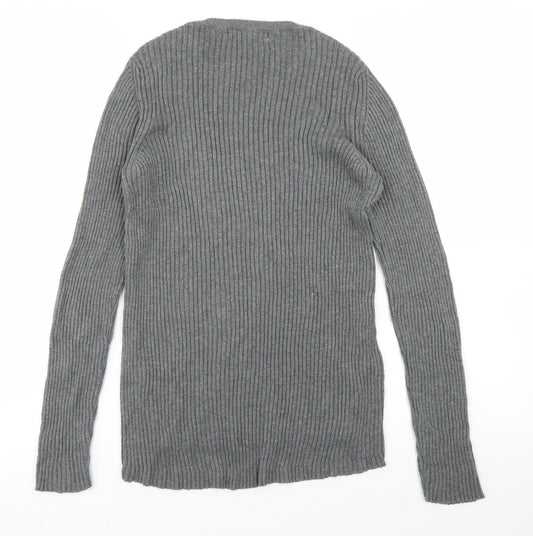 Mango Womens Grey Crew Neck  Polyester Pullover Jumper Size L