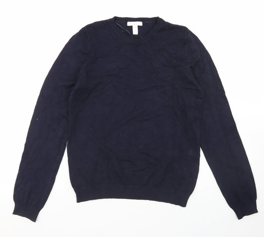 H&M Womens Blue Crew Neck  Viscose Pullover Jumper Size S