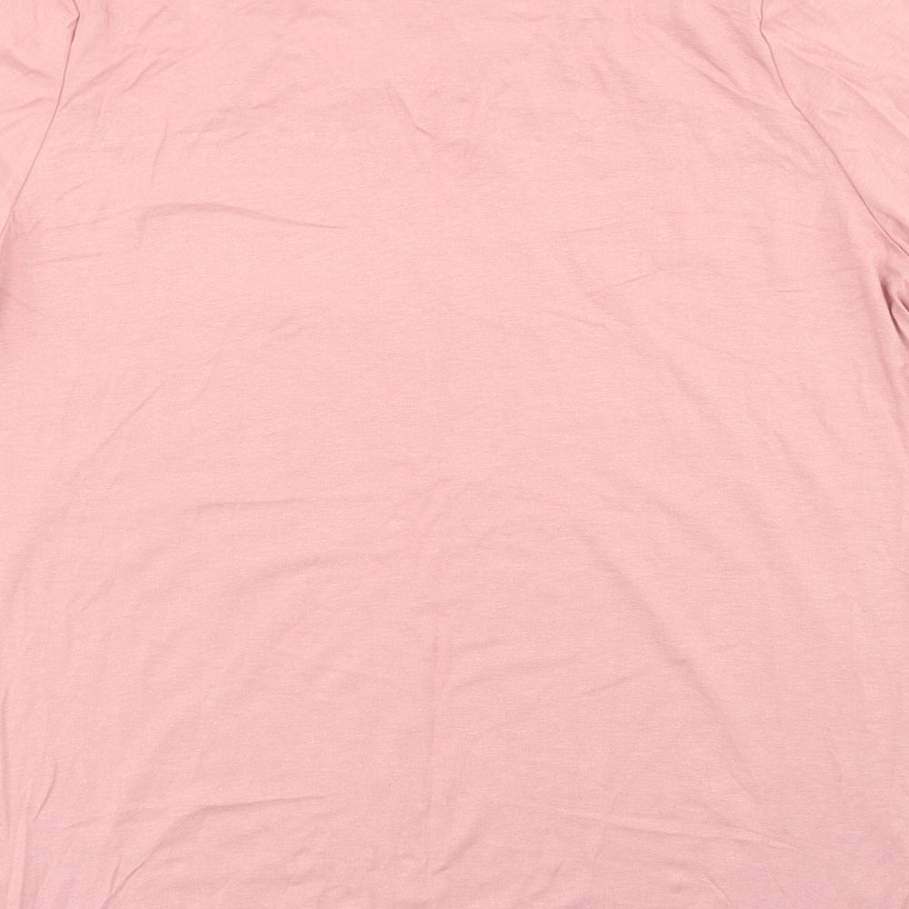 Select Womens Pink  Viscose Basic T-Shirt Size XL Mock Neck - Cut Out