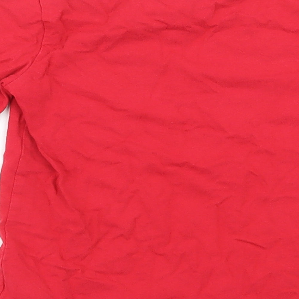 Next  Girls Red  100% Cotton Basic T-Shirt Size 5 Years Round Neck Pullover