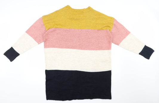 Preworn  Womens Multicoloured Round Neck  Acrylic Pullover Jumper Size 12