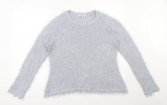 Peacocks  Womens Blue Round Neck  Polyester Pullover Jumper Size L