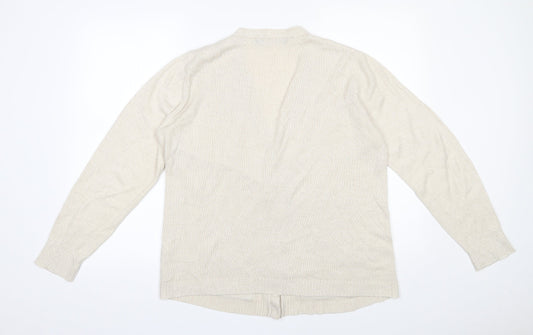Isle  Womens Beige V-Neck  Acrylic Cardigan Jumper Size 14