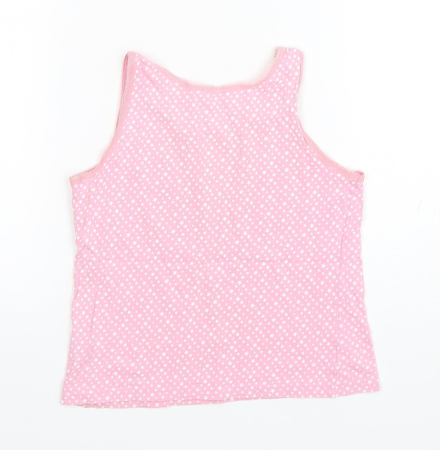 George Girls Pink Spotted Cotton Basic Tank Size 7-8 Years Round Neck Pullover