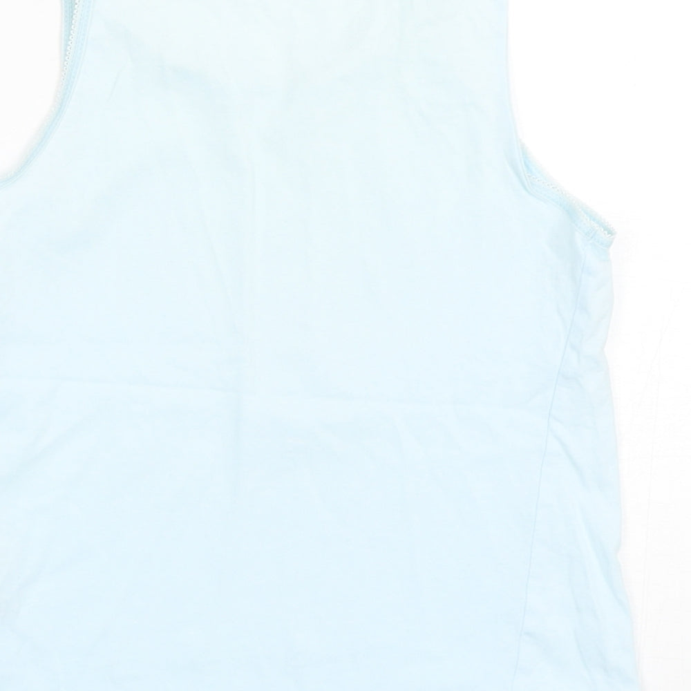 George Girls Blue  Cotton Basic Tank Size 8-9 Years Round Neck Pullover
