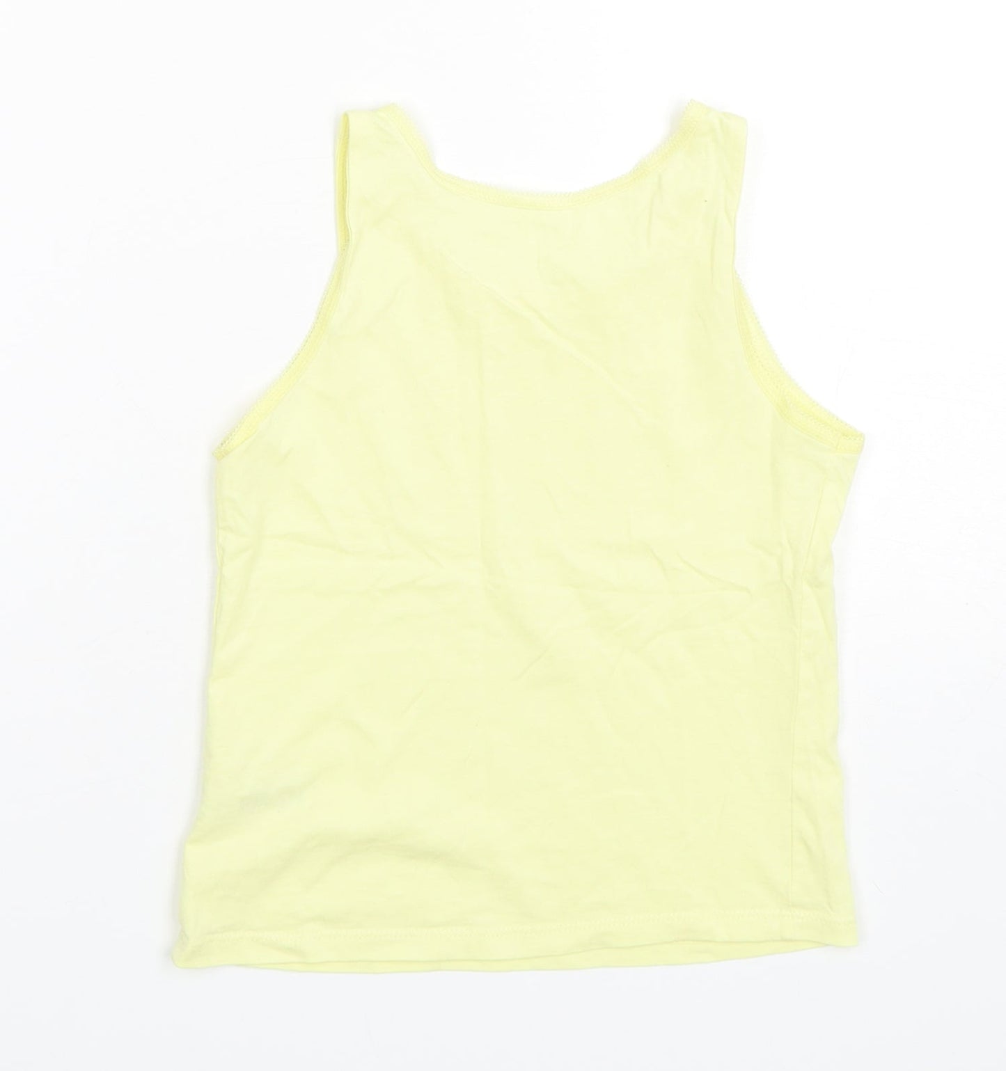 George Girls Yellow  Cotton Basic Tank Size 8-9 Years Round Neck Pullover