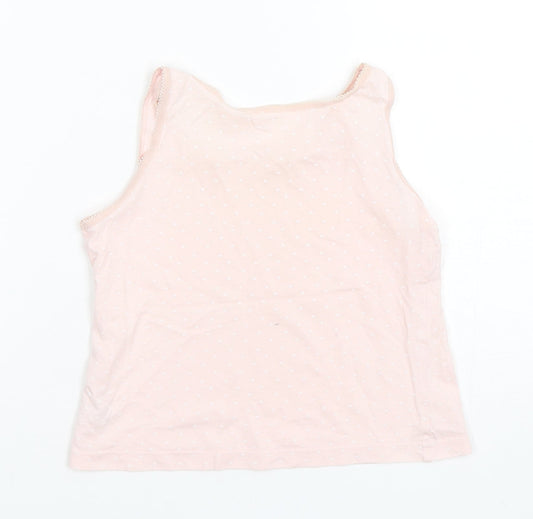 George Girls Pink Polka Dot Cotton Basic Tank Size 7-8 Years Round Neck Pullover