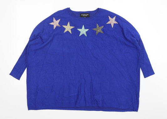 My Sister's Closet Womens Blue Round Neck  Viscose Pullover Jumper Size L