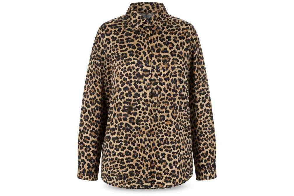 Preworn  Womens Multicoloured Animal Print Polyester Basic Button-Up Size L Collared