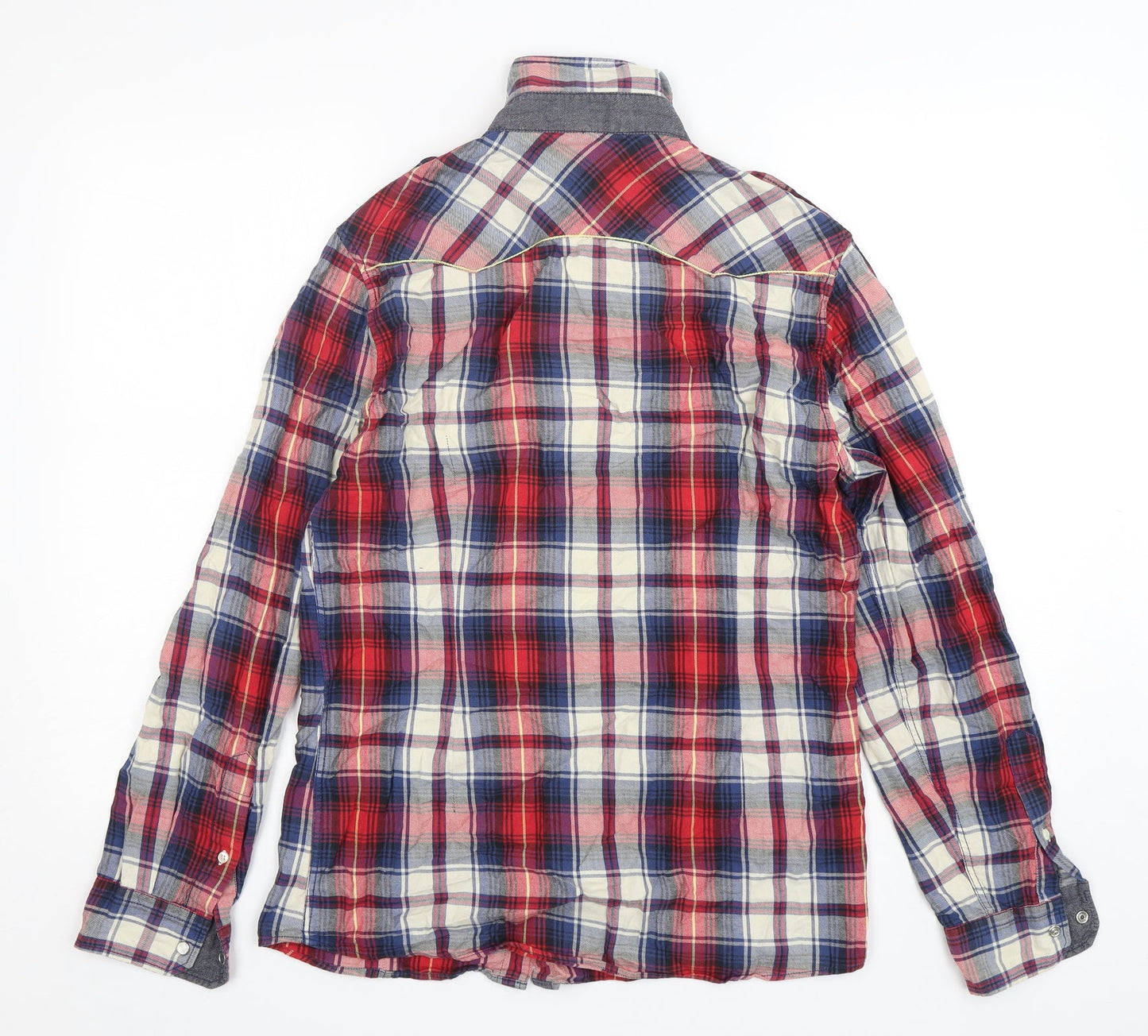 River Island  Womens Multicoloured Plaid Cotton Basic Button-Up Size S Collared