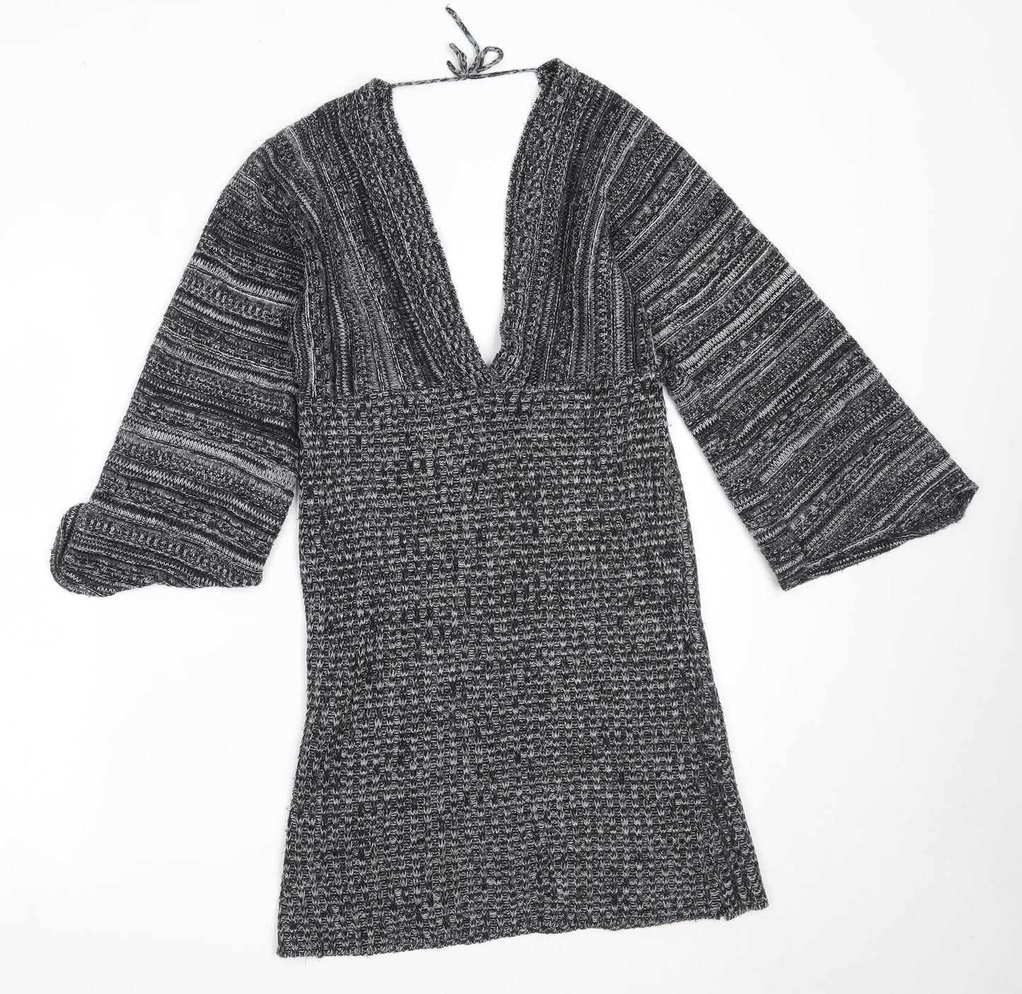 Select Womens Black V-Neck  Acrylic Pullover Jumper Size S