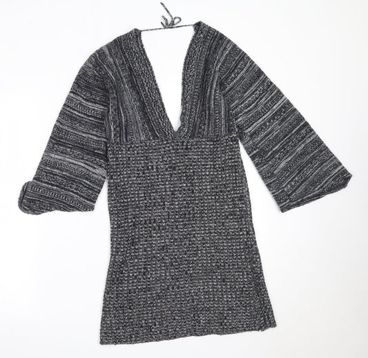 Select Womens Black V-Neck  Acrylic Pullover Jumper Size S