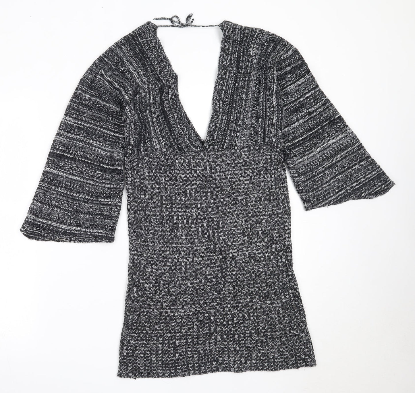 Select Womens Black V-Neck  Acrylic Pullover Jumper Size S