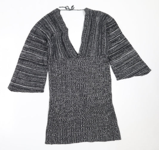 Select Womens Black V-Neck  Acrylic Pullover Jumper Size S
