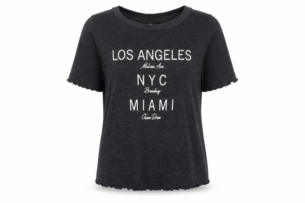 Topshop Womens Grey  Polyester Basic T-Shirt Size 4 Round Neck