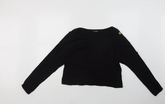 Quiz Womens Black Round Neck  Viscose Pullover Jumper Size S