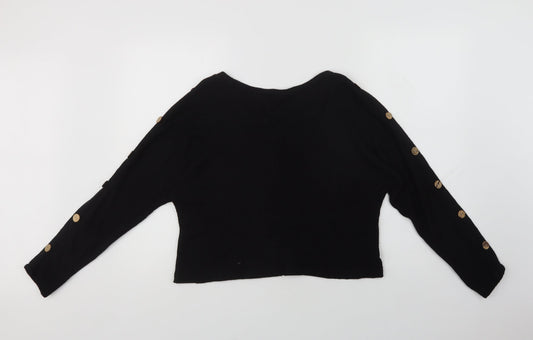 Quiz Womens Black Round Neck  Viscose Pullover Jumper Size S