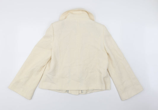Marks and Spencer Womens Ivory   Pea Coat Coat Size 12  Snap