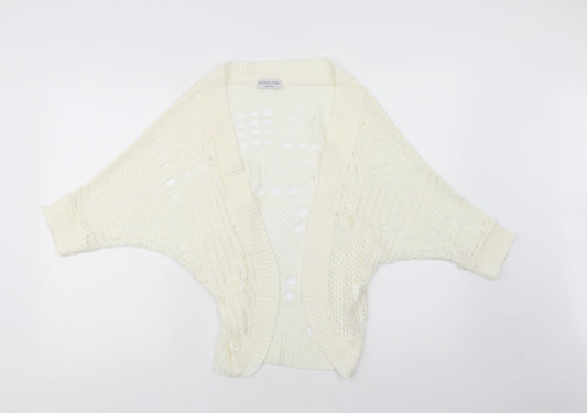 Internacionale Womens Ivory V-Neck  Acrylic Cardigan Jumper One Size
