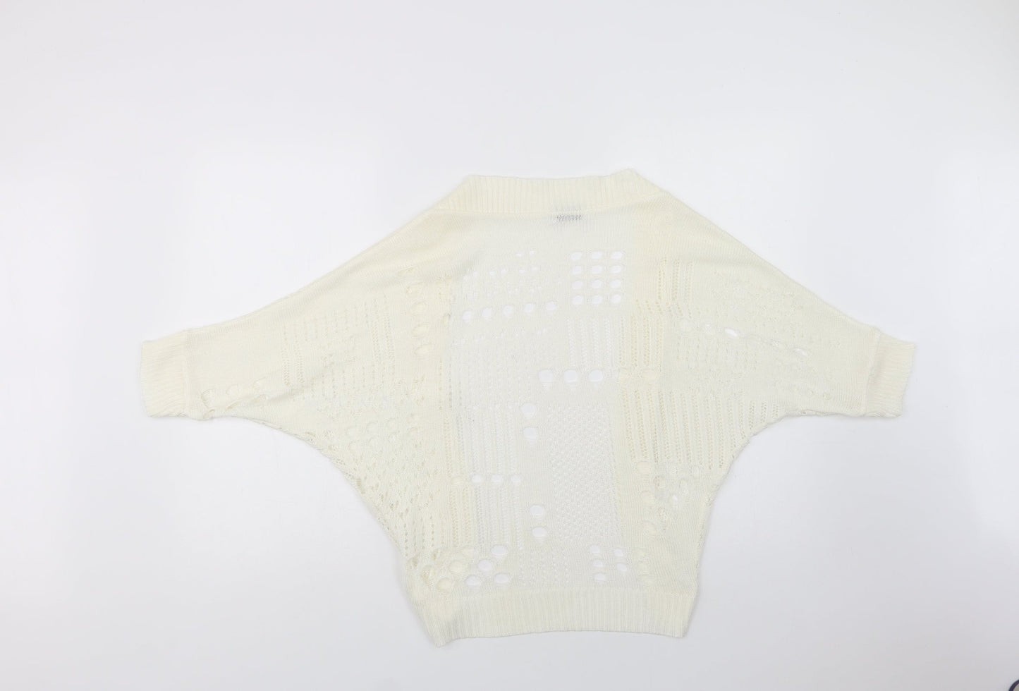 Internacionale Womens Ivory V-Neck  Acrylic Cardigan Jumper One Size