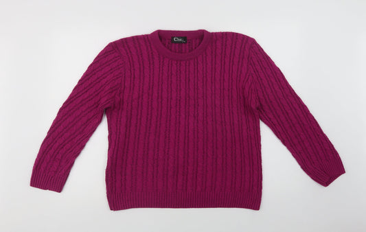 CHIC Womens Purple Crew Neck  Acrylic Pullover Jumper Size L