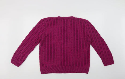 CHIC Womens Purple Crew Neck  Acrylic Pullover Jumper Size L