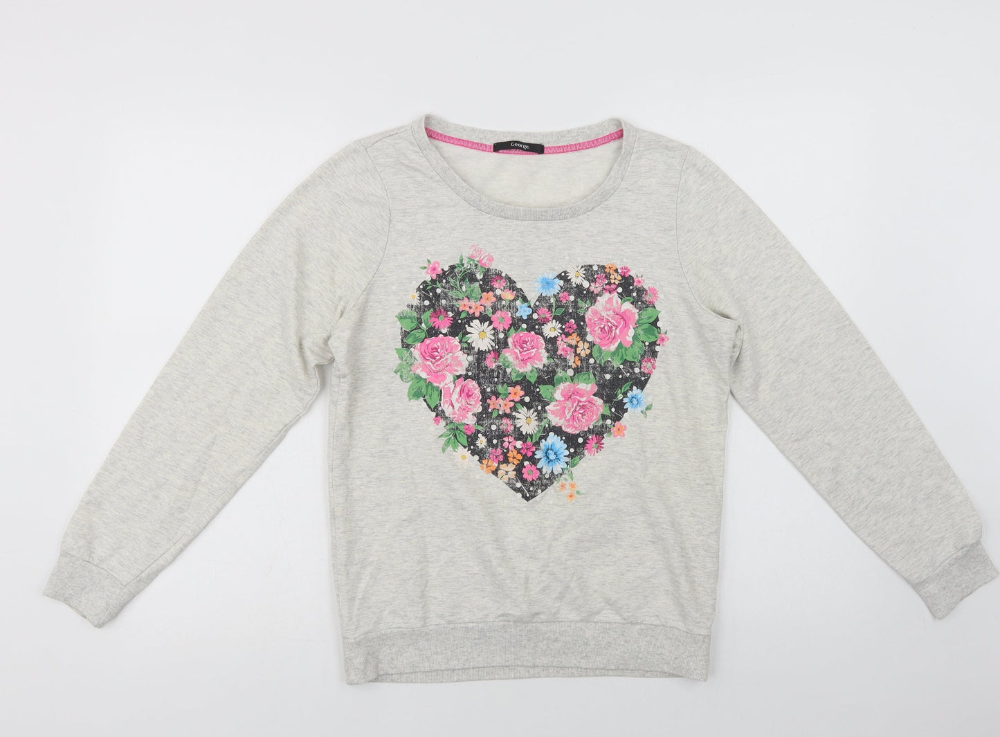 George Womens Grey  Cotton Pullover Sweatshirt Size 10