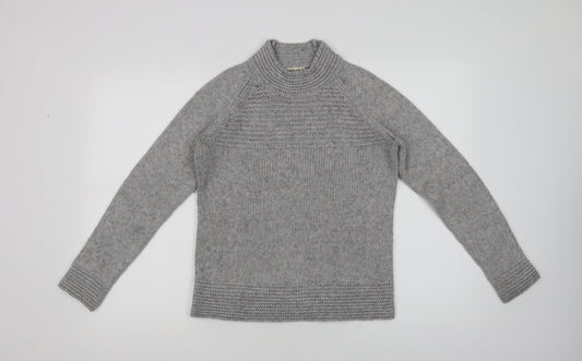 Marks and Spencer Womens Grey Mock Neck  Acrylic Pullover Jumper Size 8