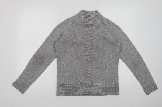 Marks and Spencer Womens Grey Mock Neck  Acrylic Pullover Jumper Size 8