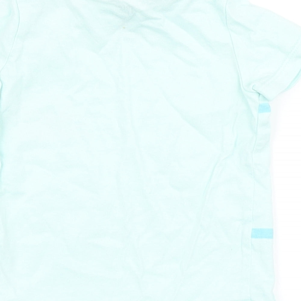F&F Boys Blue  100% Cotton Basic T-Shirt Size 3-6 Months Round Neck Snap - Let the sun shine