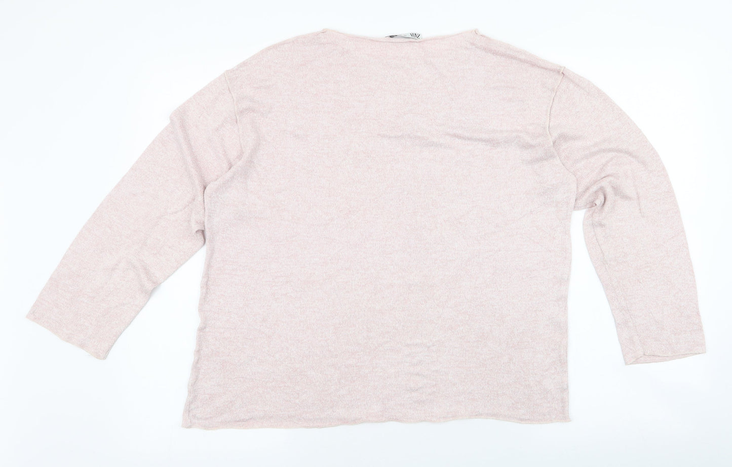 Zara Womens Pink  Polyester Jersey T-Shirt Size L Boat Neck
