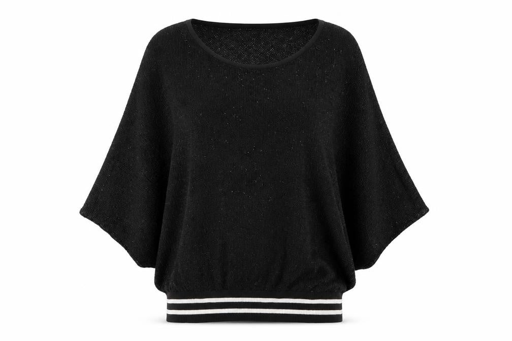 Jecci Five Womens Black Boat Neck Striped Polyester Pullover Jumper Size L