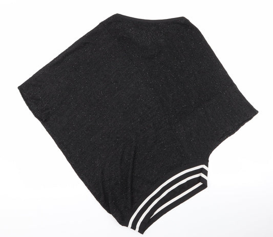 Jecci Five Womens Black Boat Neck Striped Polyester Pullover Jumper Size L
