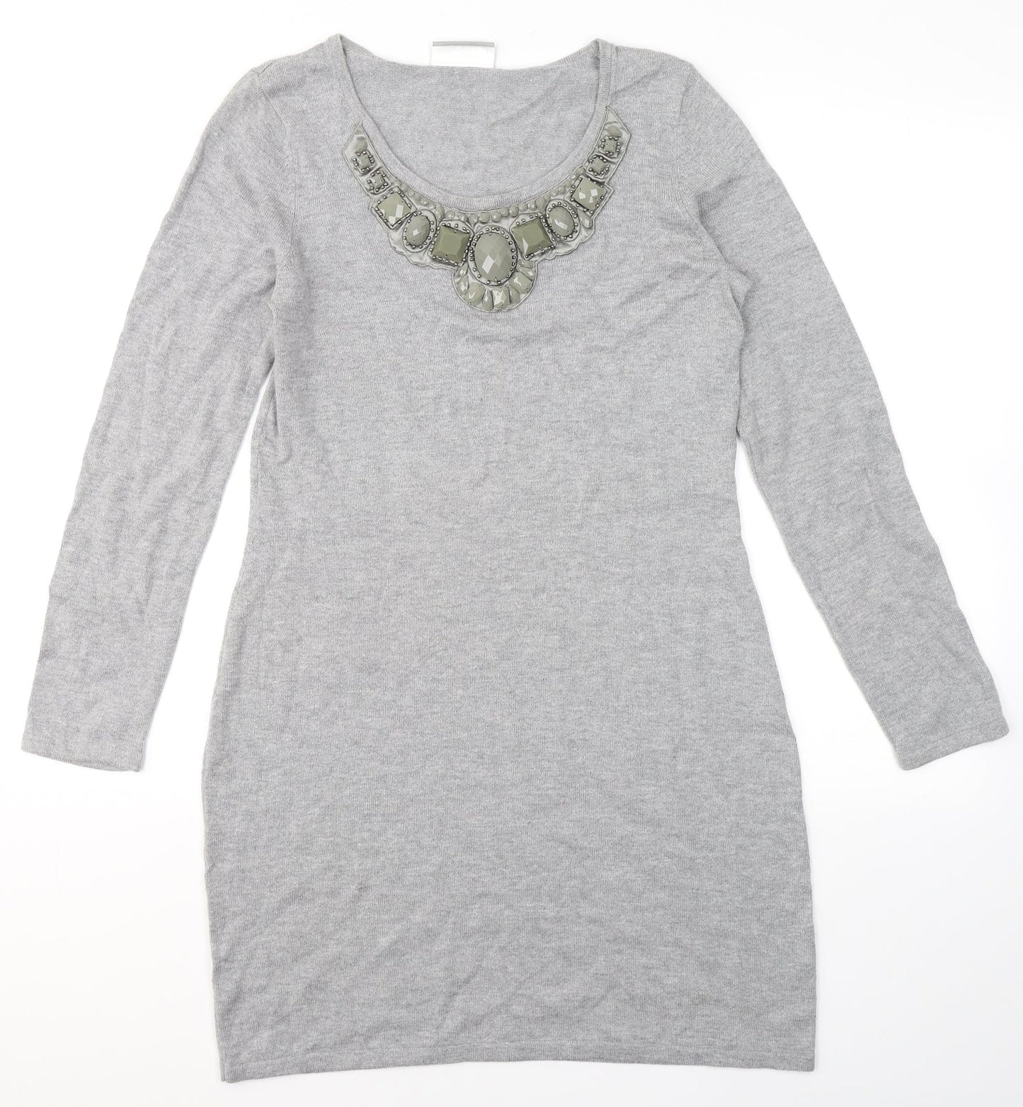 Wallis Womens Grey  Cotton A-Line  Size S  Round Neck
