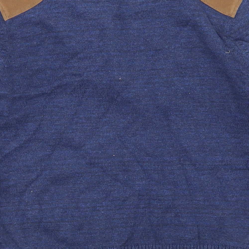 F&F Boys Blue Henley  Cotton Pullover Jumper Size 5-6 Years