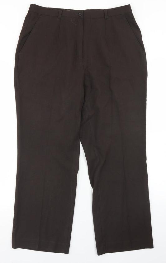 TIME Womens Brown  Polyester Dress Pants Trousers Size 18 L27 in Regular Button