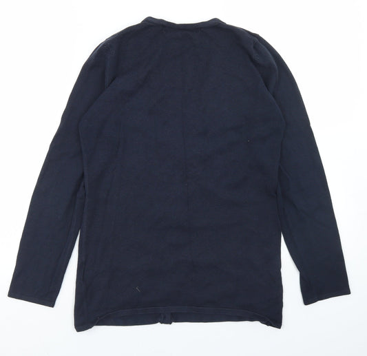 Henbury Womens Blue V-Neck  Cotton Cardigan Jumper Size S