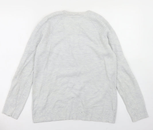 Gap Mens Grey V-Neck  Cotton Pullover Jumper Size M