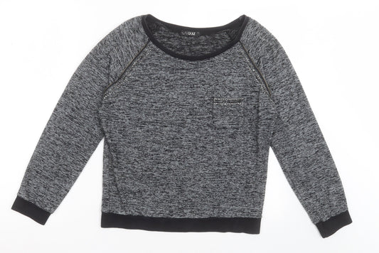 Quiz Womens Grey Crew Neck  Viscose Pullover Jumper Size S