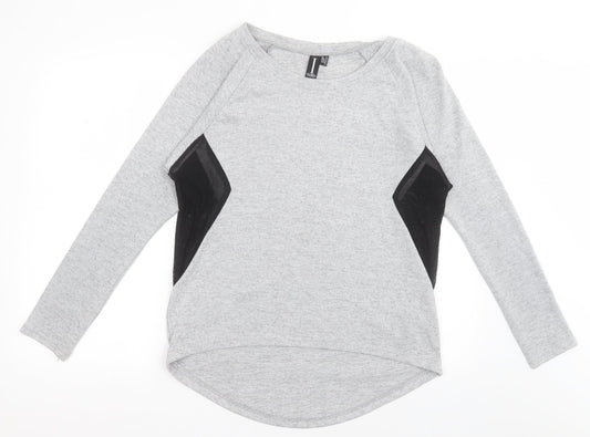 IZABEL LONDON Womens Grey Crew Neck  Polyester Pullover Jumper Size 10   - mesh sides