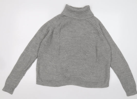 Only Womens Grey Roll Neck  Acrylic Pullover Jumper Size XL