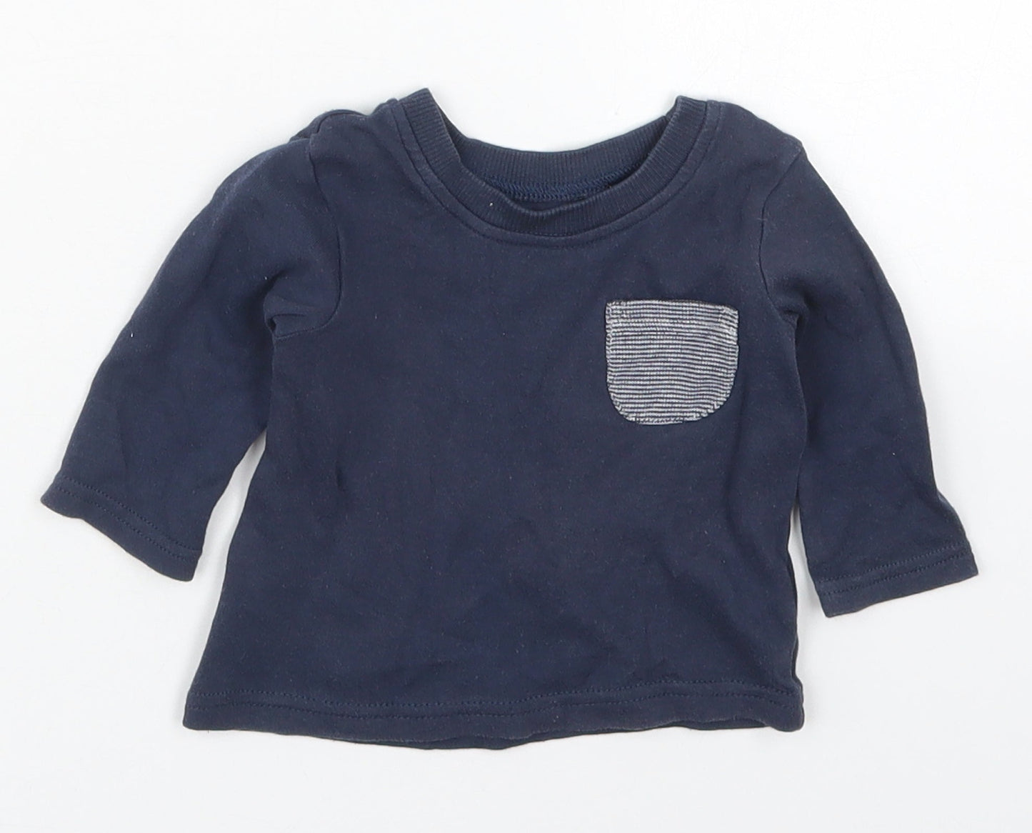George Boys Blue  Cotton Basic T-Shirt Size 0-3 Months Crew Neck Pullover