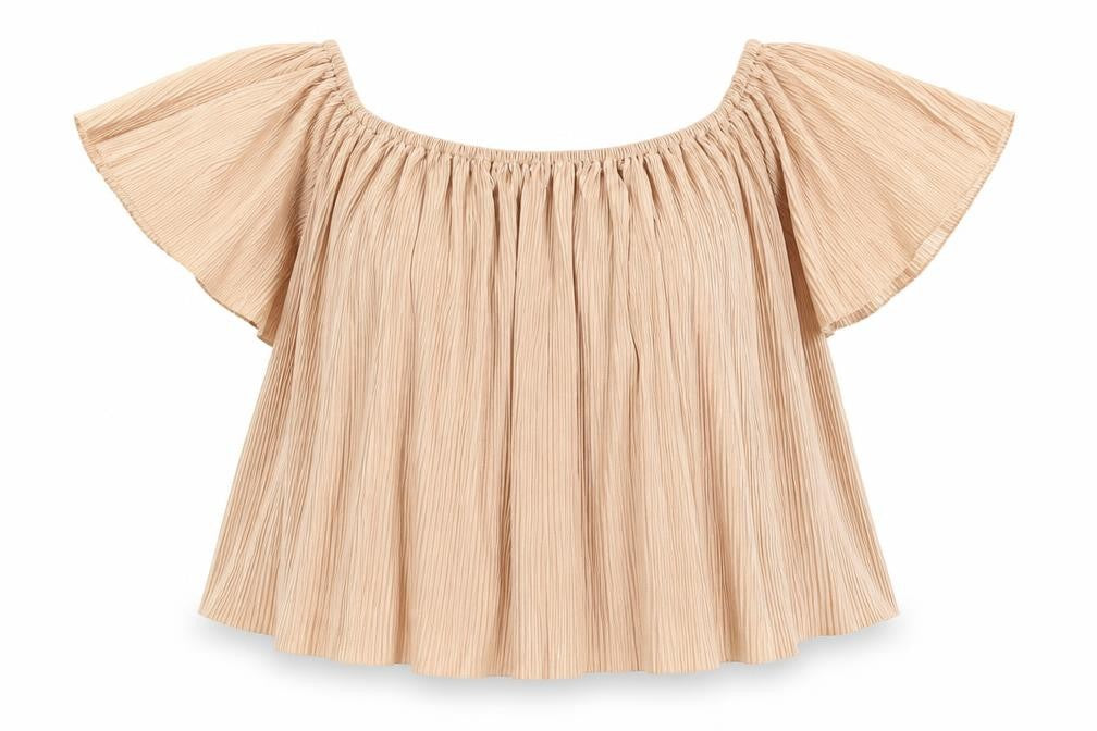 Missguided Womens Beige  Polyester Basic Blouse Size 8 Off the Shoulder