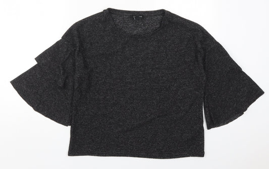 New Look Womens Grey Round Neck  Polyester Pullover Jumper Size S